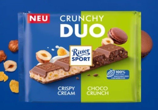 Duża czekolada RITTER SPORT Duo Cream Choco Crunch 218g Lindt