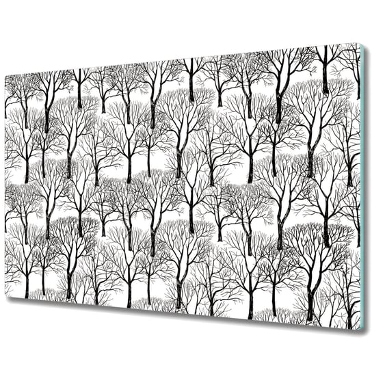 Duża Deska Kuchenna ze Wzorem - Czarno biały las - 80x52 cm Coloray