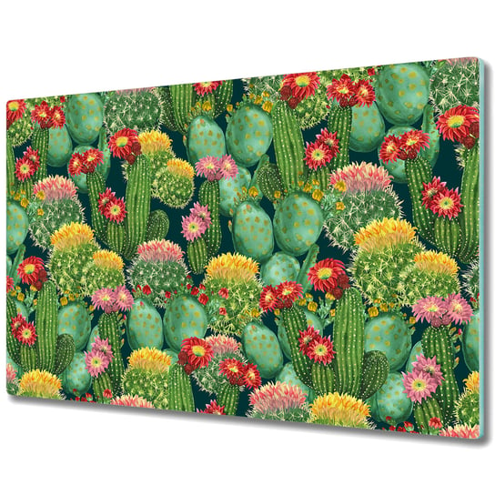 Duża Deska Kuchenna ze Wzorem - Kwitnące kaktusy - 80x52 cm Coloray