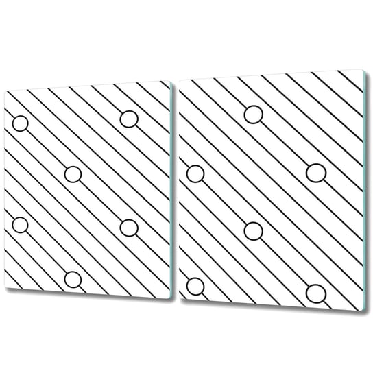 Duża Deska z Dwóch Części - Print - 2x 40x52 cm - Czarno-biały skandynawski wzór w paski Coloray