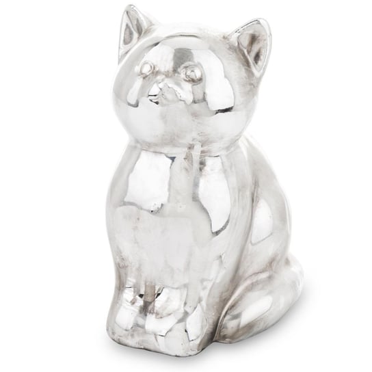 Duża figurka dekoracyjna - srebrny kot Kate 21 cm Duwen