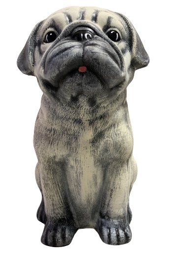 Duża figurka psa siedzącego 32 cm Mops Ceramika Ciepłucha