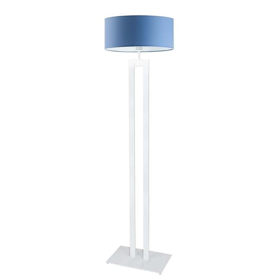 Duża lampa podłogowa do salonu z abażurem w kolorze błękitnym Kalifornia, 60 W, E27, niebiesko-biała, 161x40 cm LYSNE