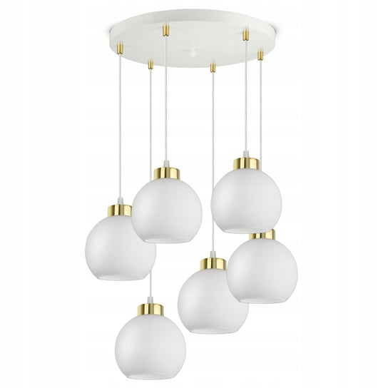 Duża Lampa Wisząca Sufitowa Biała Szklane Kule White Glass EZ6 LED E27 Luxolar