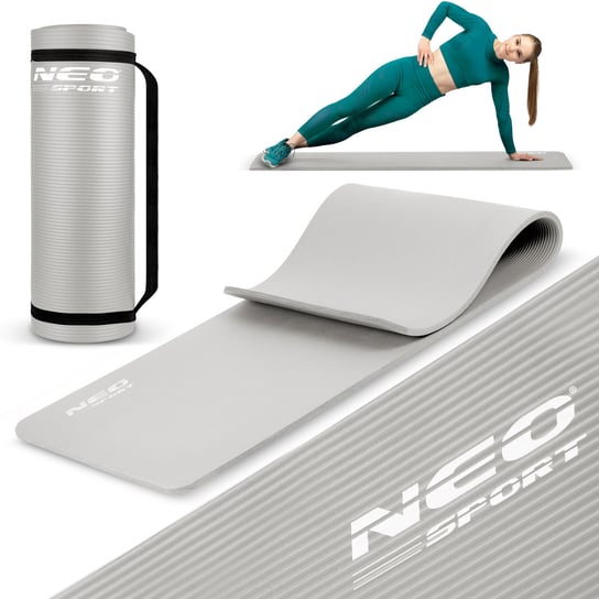Duża mata do ćwiczeń fitness joga antypoślizgowa 183x60 cm szara Neo-Sport Inna marka