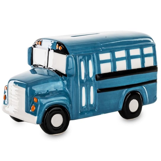 Duża, otwierana skarbonka dla chłopca - niebieski autobus szkolny Bus 18 cm Duwen