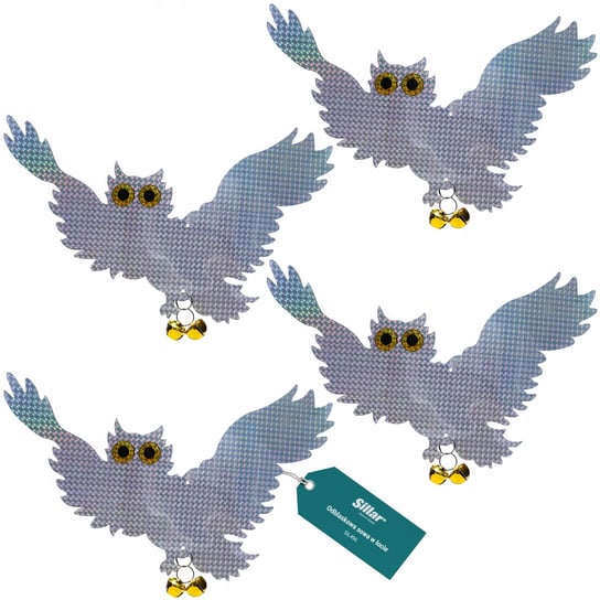 Duża sowa odblaskowa odstraszacz ptaków gołębi szpaków hologram Sillar 4x Sillar