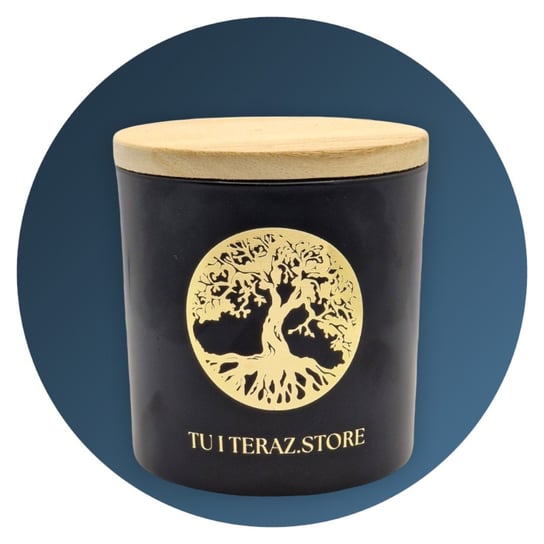 DUŻA ŚWIECA SOJOWA CZARNY OUD 600g CZARNO ZŁOTA ZESTAW ŚWIECZKA I PUDEŁKO / TU I TERAZ.STORE / Inna marka