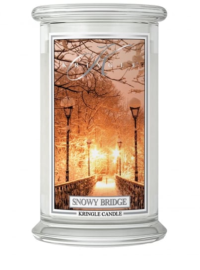 Duża świeca zapachowa z dwoma knotami Snowy Bridge 623g Kringle Candle