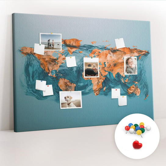 Duża Tablica, Korek 100x140 cm Wzór Abstrakcja mapa świata + Pinezki Kolorowe Coloray