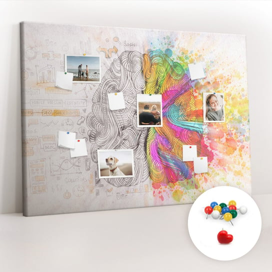 Duża Tablica, Korek 100x140 cm Wzór Abstrakcja mózg + Pinezki Kolorowe Coloray