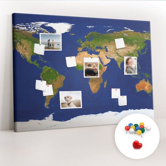Duża Tablica, Korek 100x140 cm Wzór Duża mapa świata + Pinezki Kolorowe Coloray
