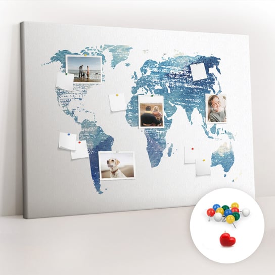 Duża Tablica, Korek 100x140 cm Wzór Mapa świata + Pinezki Kolorowe Coloray