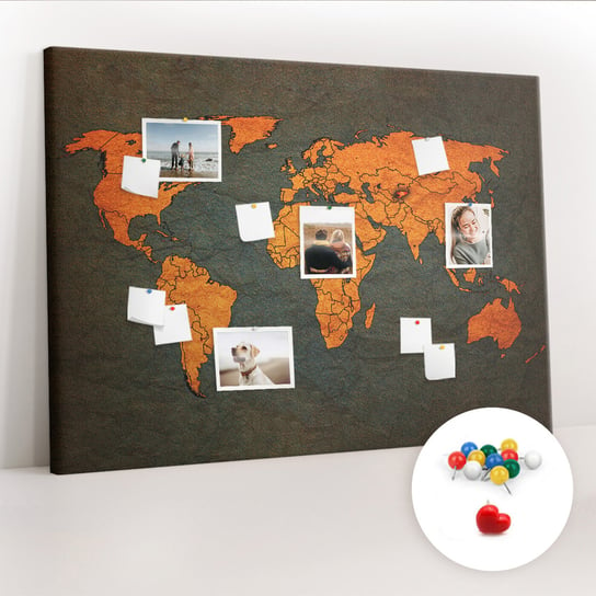 Duża Tablica, Korek 100x140 cm Wzór Mapa świata + Pinezki Kolorowe Coloray