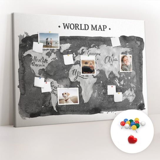 Duża Tablica, Korek 100x140 cm Wzór Retro mapa świata + Pinezki Kolorowe Coloray