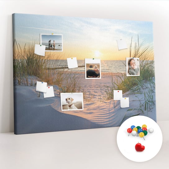 Duża Tablica, Korek 100x140 cm Wzór Zachód słońca na plaży + Pinezki Kolorowe Coloray