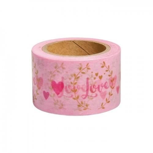 Duża taśma maskująca z motywem laurowym, sercami i napisem „Love” w kolorze różowym Inna marka