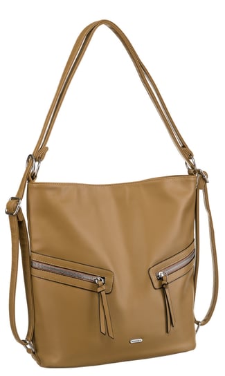 Duża torebka damska shopper bag worek na ramię beżowa ROVICKY skóra eko Rovicky