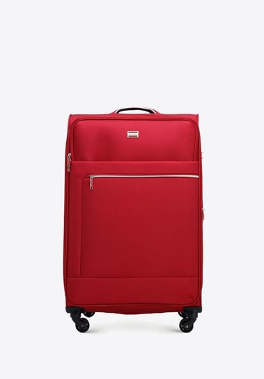 Duża walizka miękka z błyszczącym suwakiem z przodu czerwona WITTCHEN