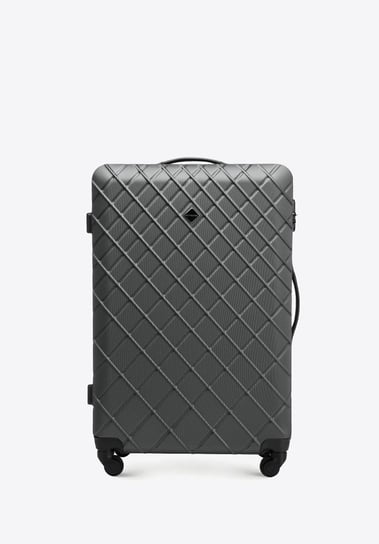 Duża walizka z ABS-u w ukośną kratkę stalowo-czarna WITTCHEN