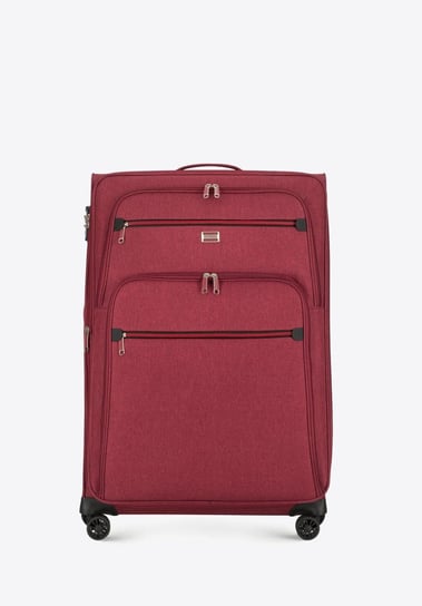 Duża walizka z kolorowym suwakiem bordowa WITTCHEN
