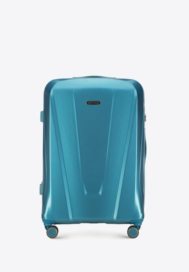 Duża walizka z polikarbonu geometryczna niebieska WITTCHEN