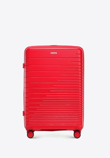 Duża walizka z polipropylenu z błyszczącymi paskami czerwona WITTCHEN