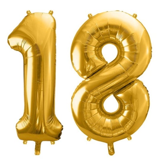 Duże Balony Urodzinowe Cyfra 18 Złoty Na Hel Powietrze Dekoracja Ozdoba Prezent Upominek ABC