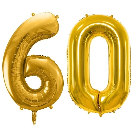 Duże Balony Urodzinowe Cyfra 60 Złoty Na Hel Powietrze Dekoracja Ozdoba Prezent Upominek ABC