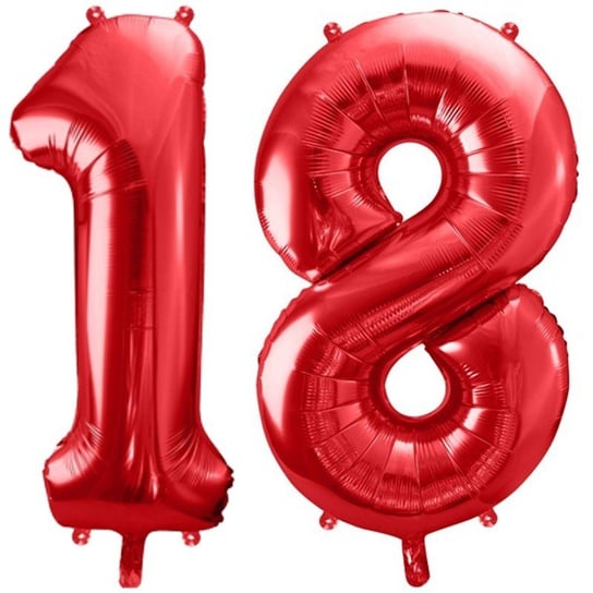 Duże Balony Urodzinowe Czerwone Cyfry 18 Na Hel Powietrze Dekoracja Ozdoba Prezent Upominek ABC
