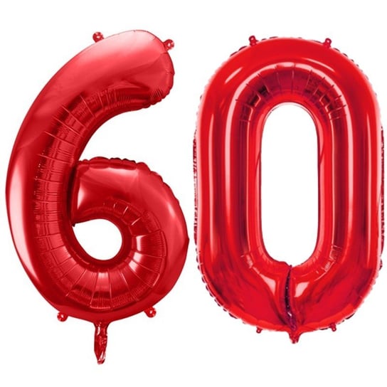 Duże Balony Urodzinowe Czerwone Cyfry 60 Na Hel Powietrze Dekoracja Ozdoba Prezent Upominek ABC