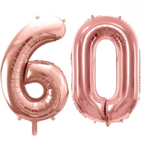 Duże Balony Urodzinowe Różowe Złoto Cyfry 60 Hel Powietrze Dekoracja Ozdoba Prezent Upominek ABC