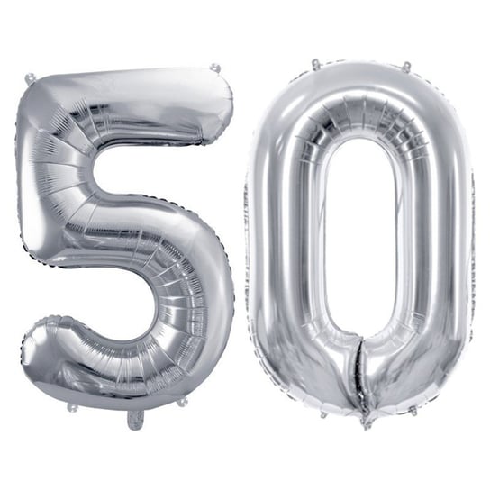 Duże Balony Urodzinowe Srebrne Cyfra 50 Na Hel Powietrze Dekoracja Ozdoba Prezent Upominek ABC
