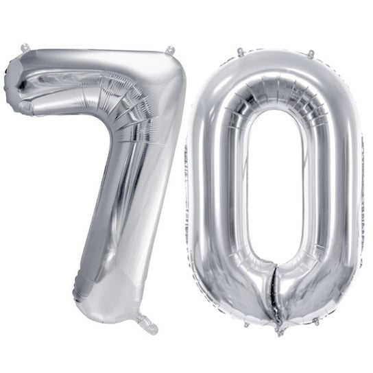 Duże Balony Urodzinowe Srebrne Cyfra 70 Na Hel Powietrze Dekoracja Ozdoba Prezent Upominek ABC