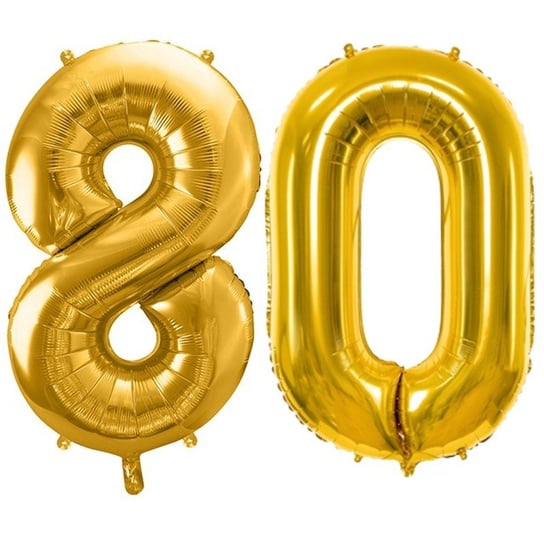 Duże Balony Urodzinowe Złote Cyfra 80 Na Hel Powietrze Dekoracja Ozdoba Prezent Upominek ABC