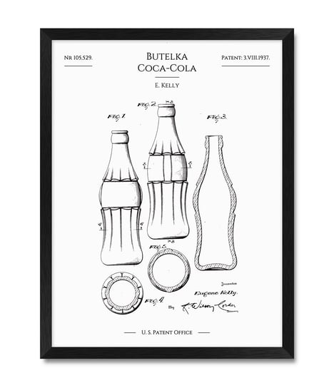 Duże obrazy plakaty do kuchni patenty butelka Coca-Cola vintage 32x42 cm iWALL studio