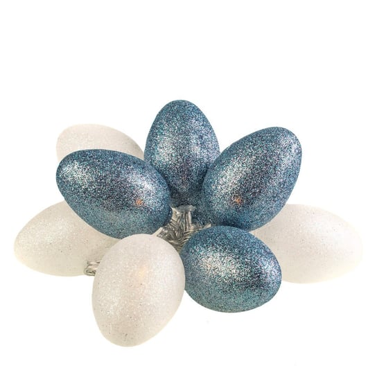 Duże plastikowe jajka wielkanocne girlanda LED z brokatem biało-szare EKD3938 Milagro Milagro