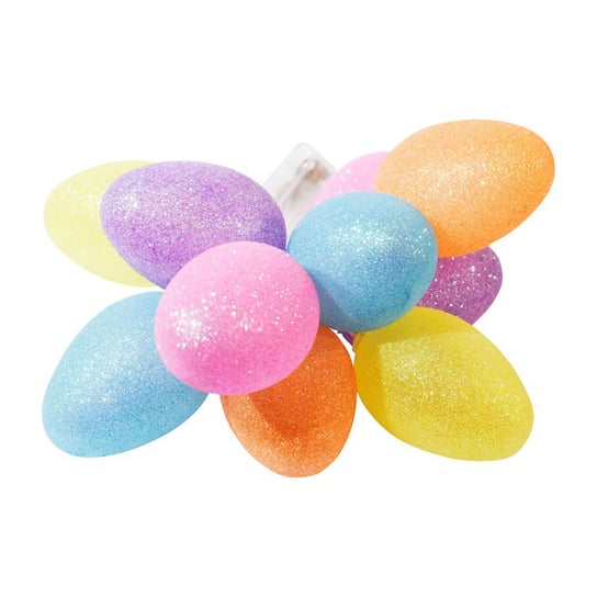 Duże plastikowe jajka wielkanocne girlanda LED z brokatem kolorowe EKD3939 Milagro Milagro