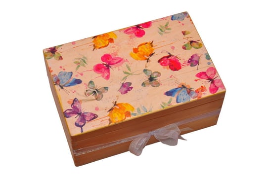 Duże pudełko w motyle zdobione DECOUPAGE na prezent. Zabawki Sensoryczne