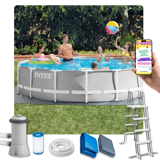 DUŻY BASEN OGRODOWY INTEX + AKCESORIA WYPASIONY ZESTAW 427x107 cm z Pompą Drabinką INTEX + EBOOK Intex