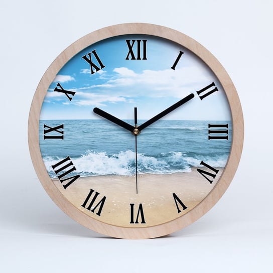 Duży cichy drewniany zegar do salonu plaża fi 30, Tulup Tulup