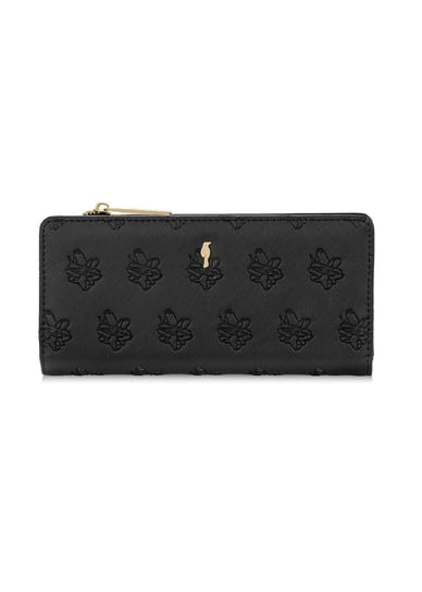 Duży czarny portfel damski z tłoczeniem POREC-0363-99 OCHNIK