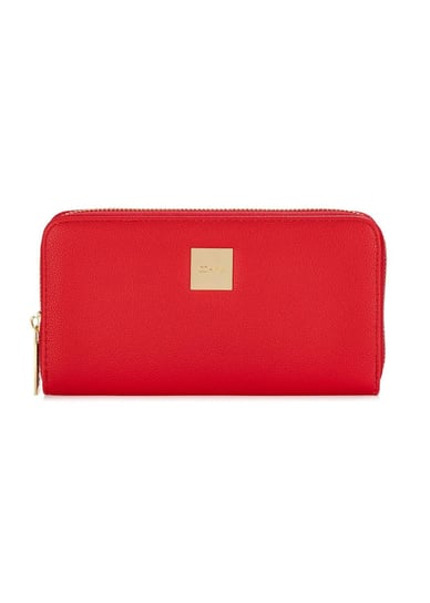 Duży czerwony portfel damski z logo POREC-0368-42 OCHNIK