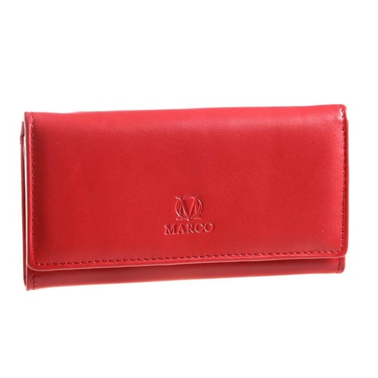 Duży czerwony skórzany portfel damski KEMER
