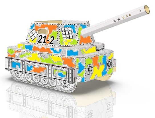 Duży czołg z tektury do kolorowania i zabawy 3D Fox-toys