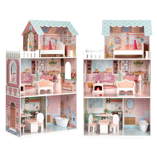 Duży Domek Dla Lalek Barbie Z Kompletem Mebelków Ecotoys Inna marka