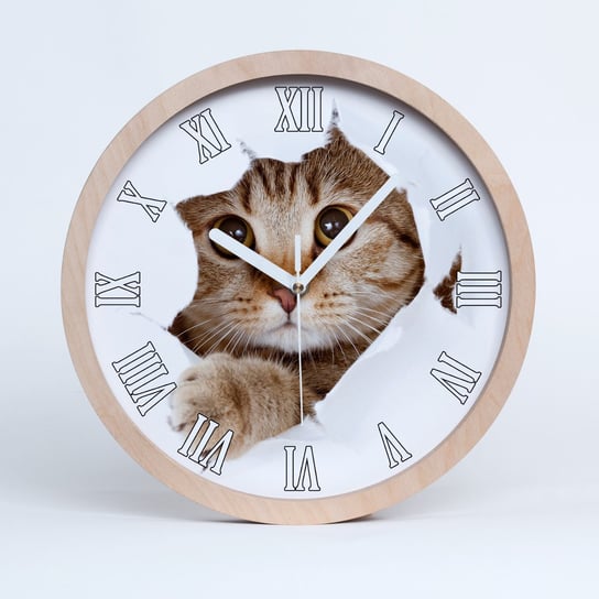 Duży drewniany Zegar stylowy nowoczesny kot fi 30, Tulup Tulup