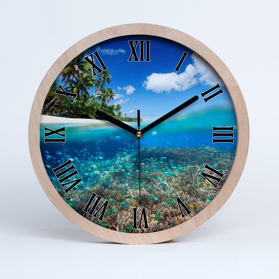 Duży drewno zegar ścienny rafa koralowa fi 30 cm, Tulup Tulup