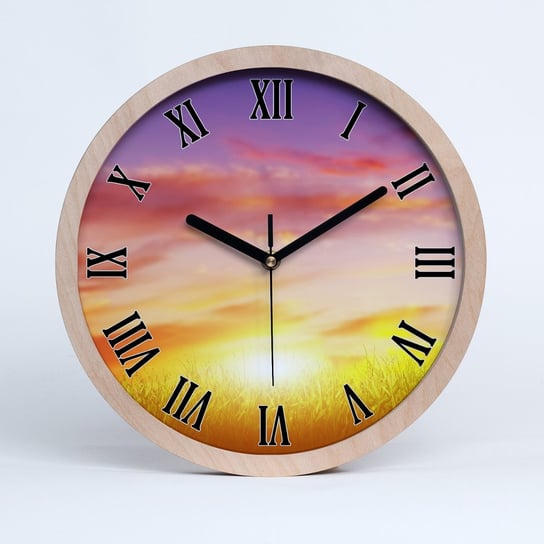 Duży drewno zegar ścienny zachód słońca fi 30 cm, Tulup Tulup