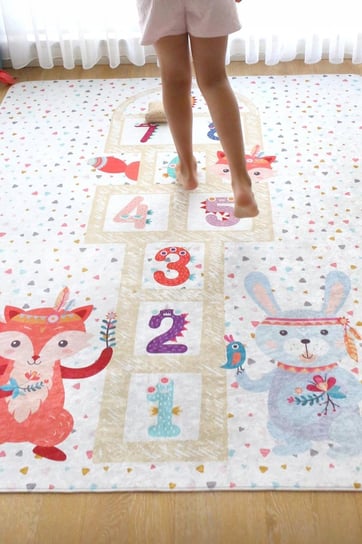 Duży dywan dziecięcy mata EDUKACYJNA antypoślizgowa 160x200 cm GRA W KLASY Hamur Home